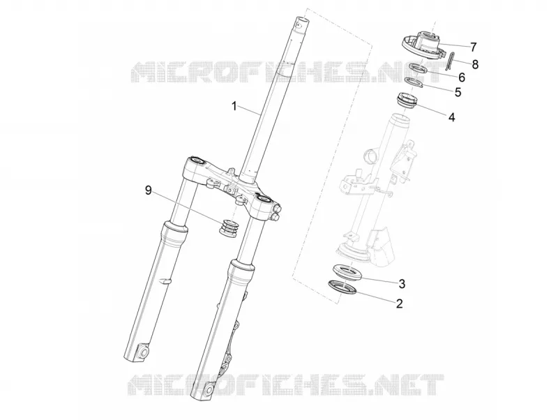 Fork/steering tube - Steering bearing unit