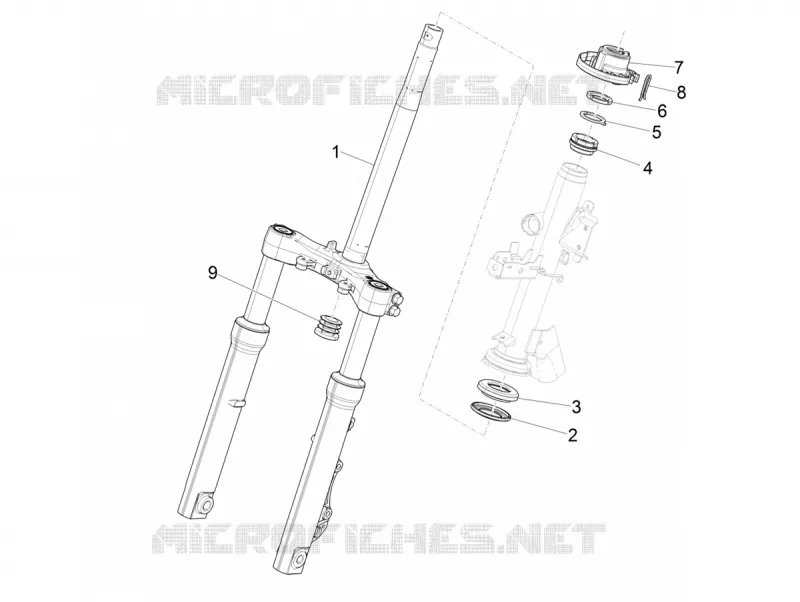 Fork/steering tube - Steering bearing unit