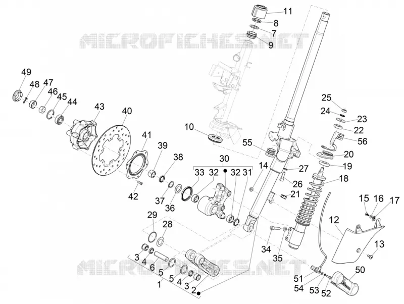 Fork/steering tube - Steering bearing unit
