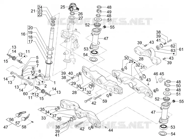 Fork/steering tube - Steering bearing unit