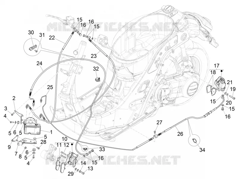 Brakes pipes - Calipers (ABS)