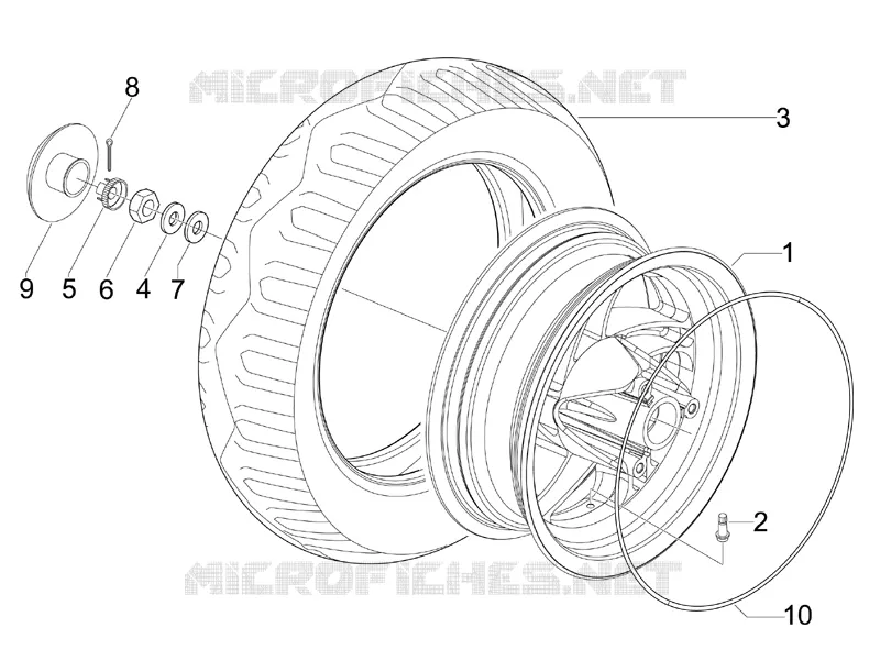 Rear wheel GILERA GILERA-SCOOTER 50 STALKER 2008  Stalker Special Edition