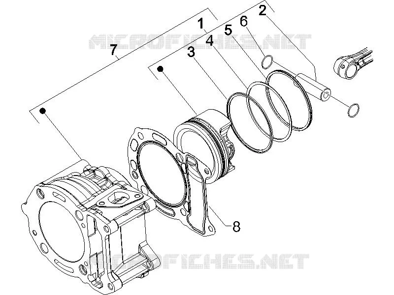 Cylinder-piston-wrist pin unit VESPA VESPA-SCOOTER 125 GRANTURISMO 2006  Granturismo L E3