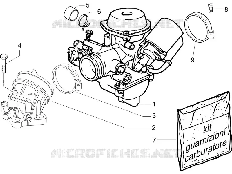 Carburettor, assembly - Union pipe VESPA VESPA-SCOOTER 125 GRANTURISMO 2005  Granturismo L Potenziato