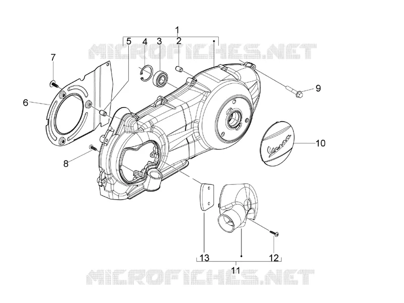 Crankcase cover - Crankcase cooling VESPA VESPA-SCOOTER 200 GRANTURISMO 2005  Granturismo L