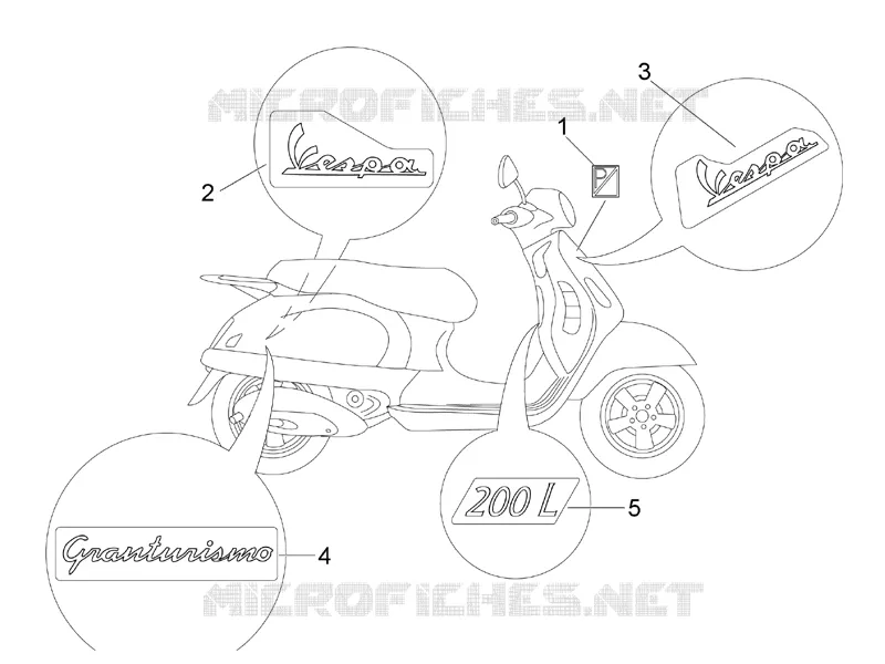 Plates - Emblems VESPA VESPA-SCOOTER 200 GRANTURISMO 2005  Granturismo L