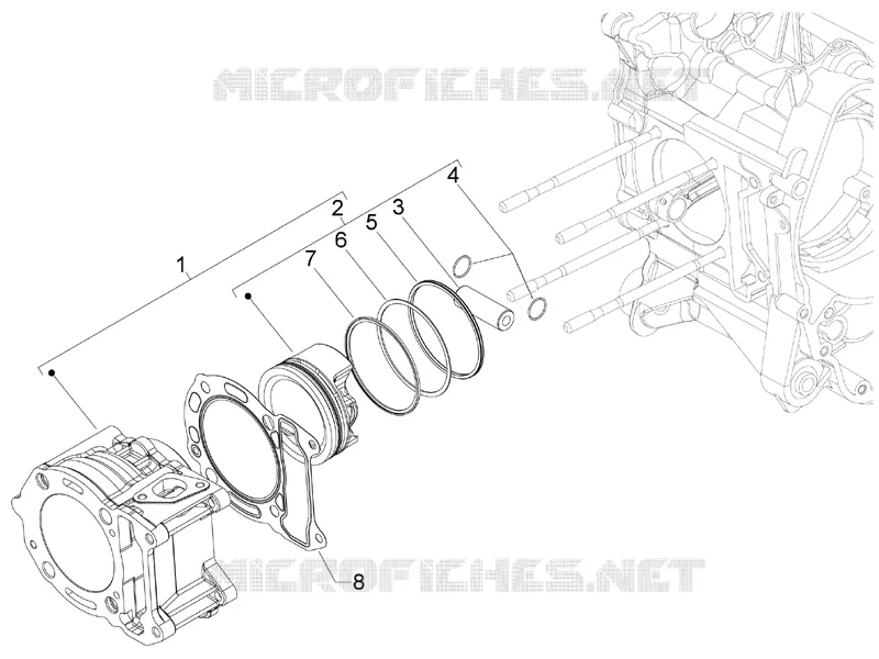 Cylinder-piston-wrist pin unit VESPA VESPA-SCOOTER 200 GRANTURISMO 2008  Granturismo L