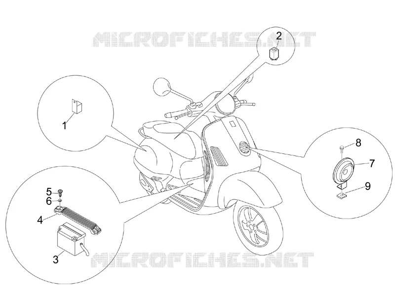 Remote control switches - Battery - Horn VESPA VESPA-SCOOTER 200 GRANTURISMO 2008  Granturismo L