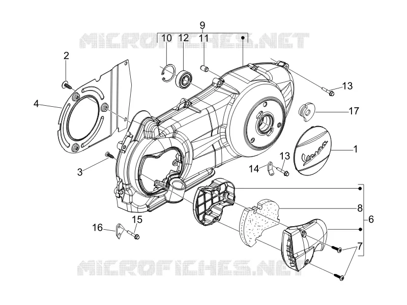Crankcase cover - Crankcase cooling VESPA VESPA-SCOOTER 250 GT 2006  GT ie 60° E3