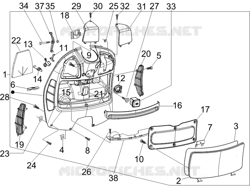 Front glove-box - Knee-guard panel VESPA VESPA-SCOOTER 250 GT 2007  GT ie 60° E3