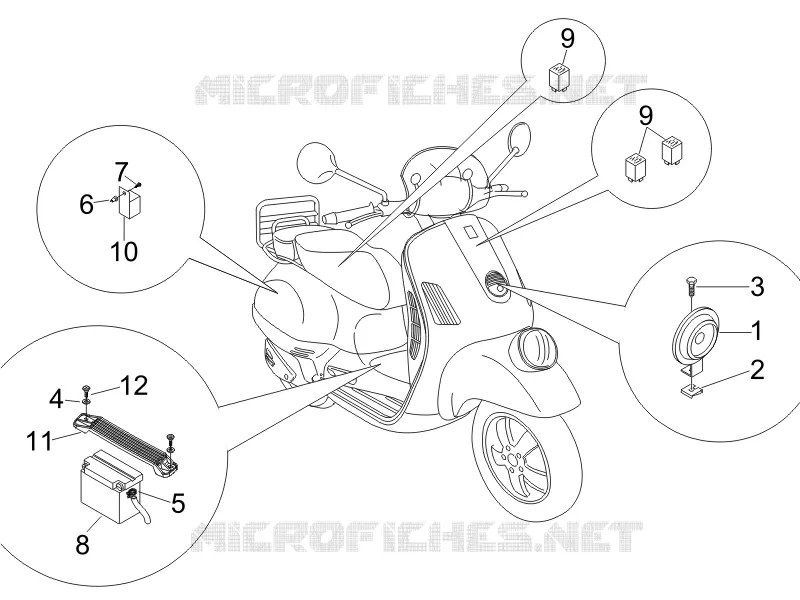 Remote control switches - Battery - Horn VESPA VESPA-SCOOTER 250 GT 2006  GT ie 60° E3