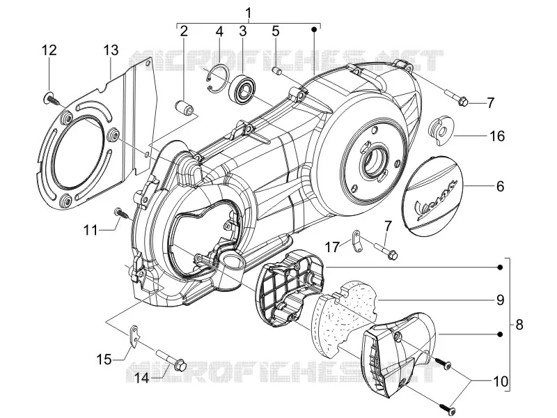 Crankcase cover - Crankcase cooling VESPA VESPA-SCOOTER 125 GTS 2010  GTS 4T E3