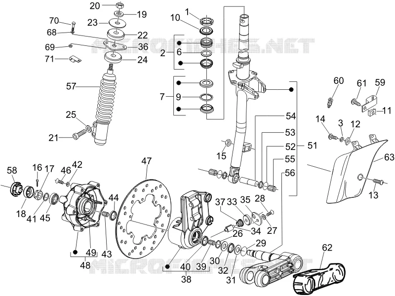 Fork/steering tube - Steering bearing unit VESPA VESPA-SCOOTER 125 GTS 2009  GTS 4T E3