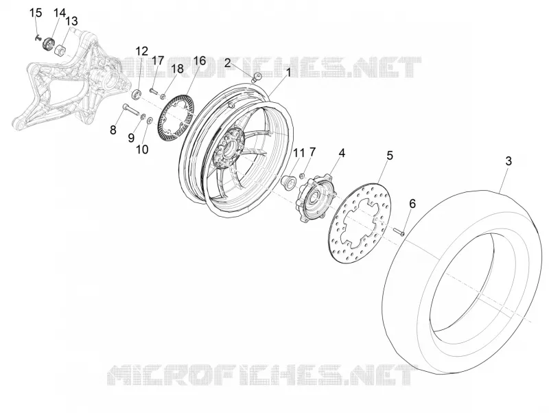 Rear wheel VESPA VESPA-SCOOTER 125 GTS 2016  GTS 4T E4 ABS
