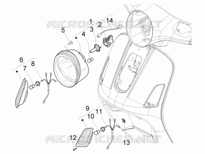 Front headlamps - Turn signal lamps VESPA VESPA-SCOOTER 125 GTS 2012  GTS 4T ie Super E3