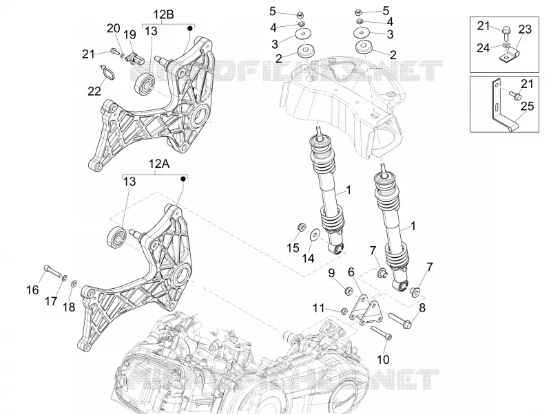 Rear suspension - Shock absorber/s VESPA VESPA-SCOOTER 125 GTS 2011  GTS 4T ie Super E3