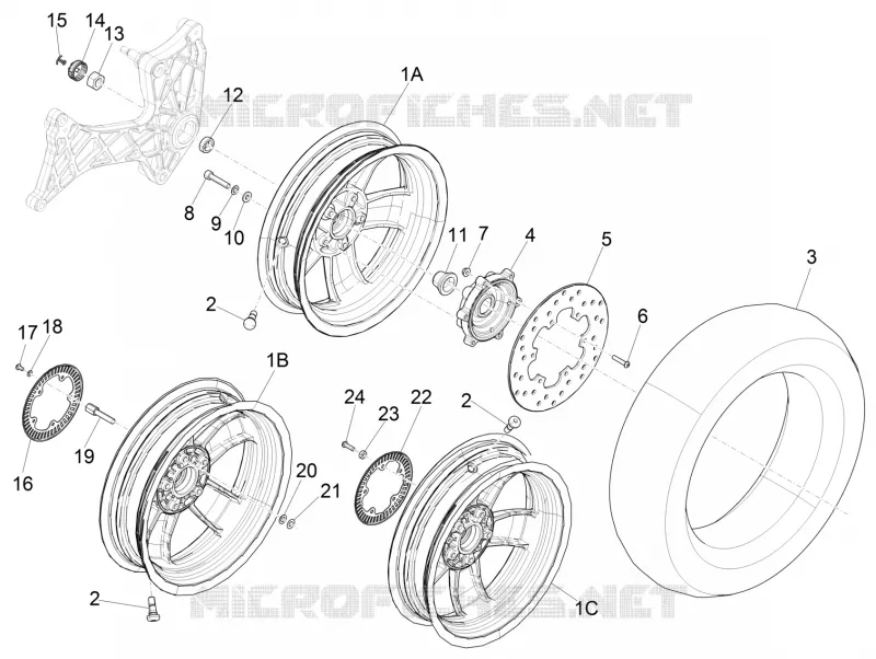 Rear wheel VESPA VESPA-SCOOTER 125 GTS 2013  GTS 4T ie Super E3