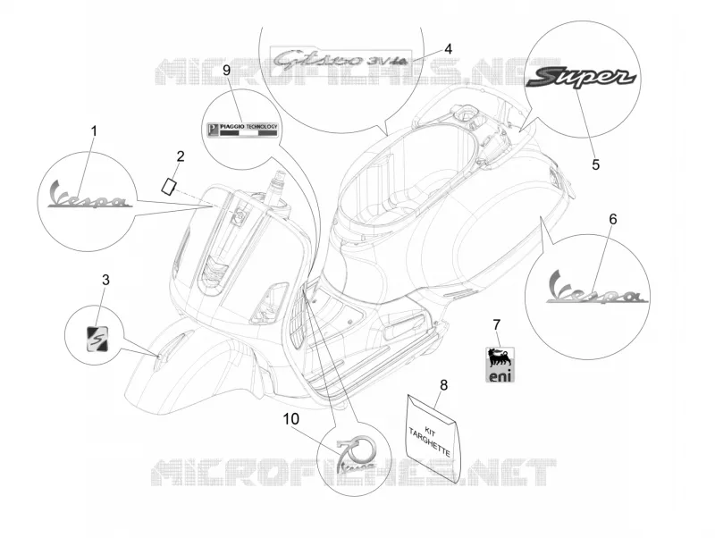Plates - Emblems VESPA VESPA-SCOOTER 150 GTS 2017  GTS Super ie 4T 3V