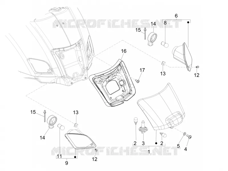 Rear headlamps - Turn signal lamps VESPA VESPA-SCOOTER 250 GTS 2015  GTS
