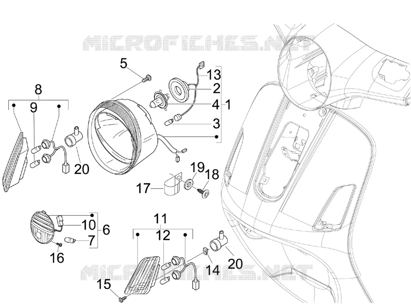 Front headlamps - Turn signal lamps VESPA VESPA-SCOOTER 250 GTS 2009  GTS ABS