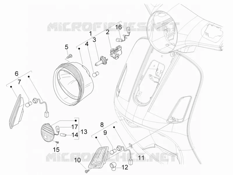 Front headlamps - Turn signal lamps VESPA VESPA-SCOOTER 250 GTS 2013  GTS ie