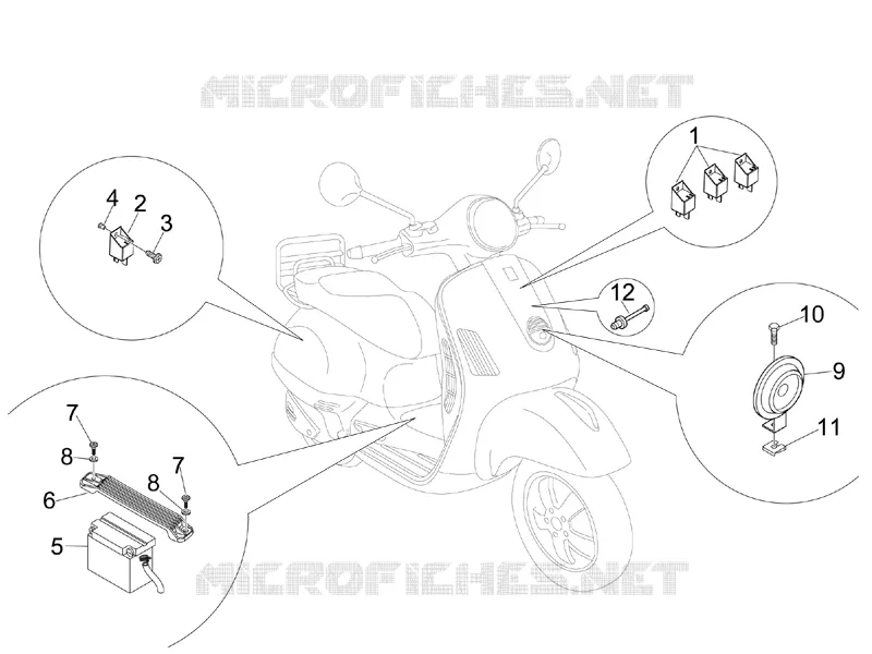 Remote control switches - Battery - Horn VESPA VESPA-SCOOTER 250 GTS 2008  GTS ie Super