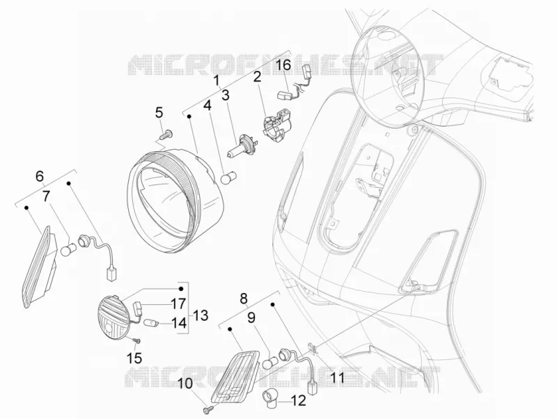 Front headlamps - Turn signal lamps VESPA VESPA-SCOOTER 300 GTS 2011  GTS ie