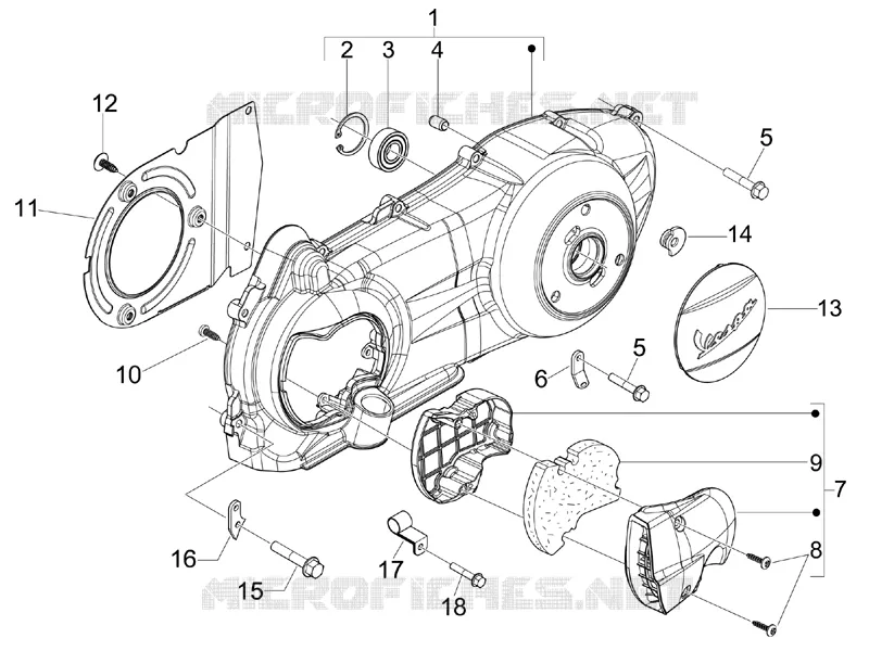 Crankcase cover - Crankcase cooling VESPA VESPA-SCOOTER 300 GTS 2015  GTS ie ABS