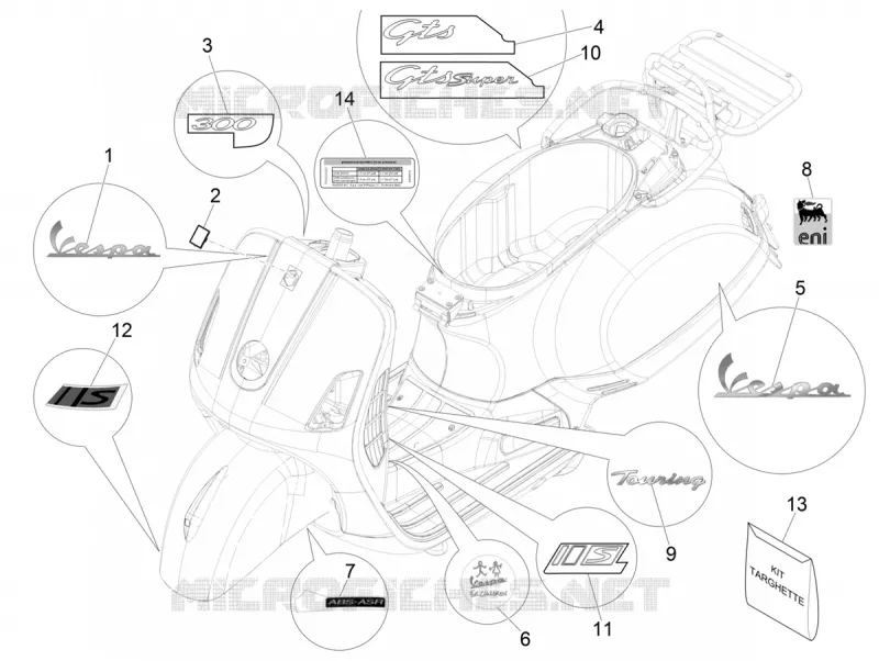 Plates - Emblems VESPA VESPA-SCOOTER 300 GTS 2017  GTS ie ABS E4