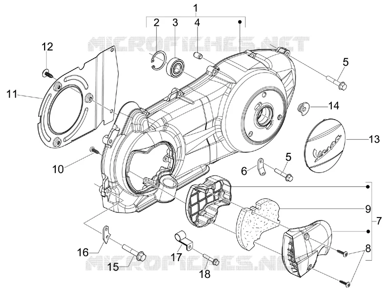 Crankcase cover - Crankcase cooling VESPA VESPA-SCOOTER 300 GTS 2014  GTS ie Super