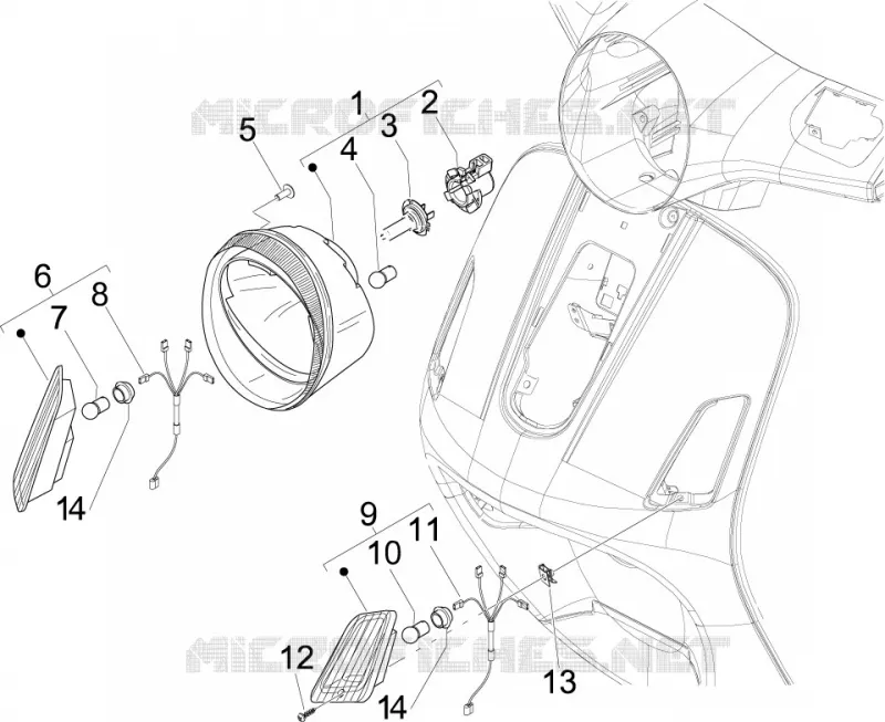 Front headlamps - Turn signal lamps VESPA VESPA-SCOOTER 300 GTS 2010  GTS ie Super