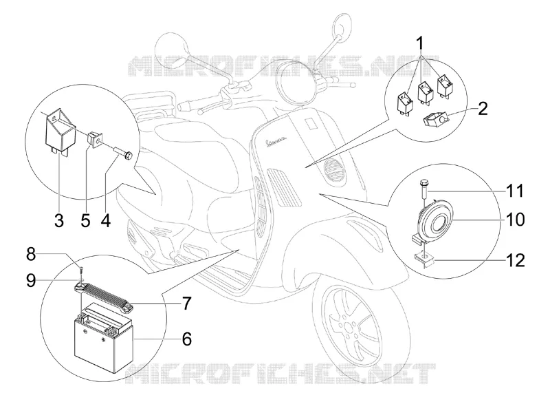 Remote control switches - Battery - Horn VESPA VESPA-SCOOTER 300 GTS 2009  GTS ie Super