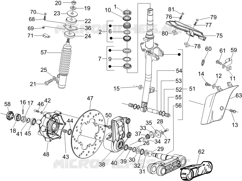 Fork/steering tube - Steering bearing unit VESPA VESPA-SCOOTER 300 GTS 2012  GTS ie Super Sport