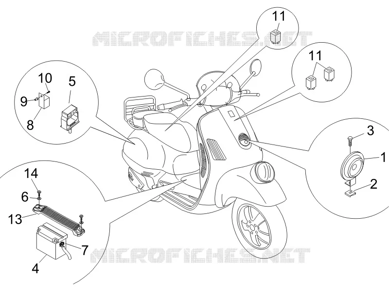 Remote control switches - Battery - Horn VESPA VESPA-SCOOTER 300 GTS 2012  GTS ie Super Sport