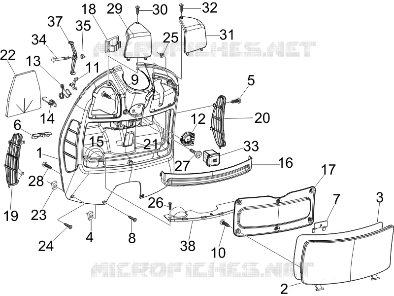 Front glove-box - Knee-guard panel VESPA VESPA-SCOOTER 250 GTV 2009  GTV ie