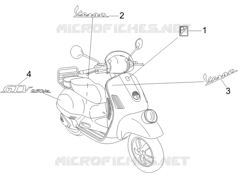 Plates - Emblems VESPA VESPA-SCOOTER 250 GTV 2008  GTV ie
