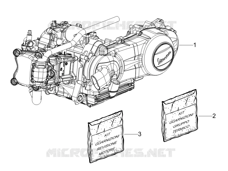 Engine, assembly VESPA VESPA-SCOOTER 300 GTV 2014  GTV 4T 4V ie Touring