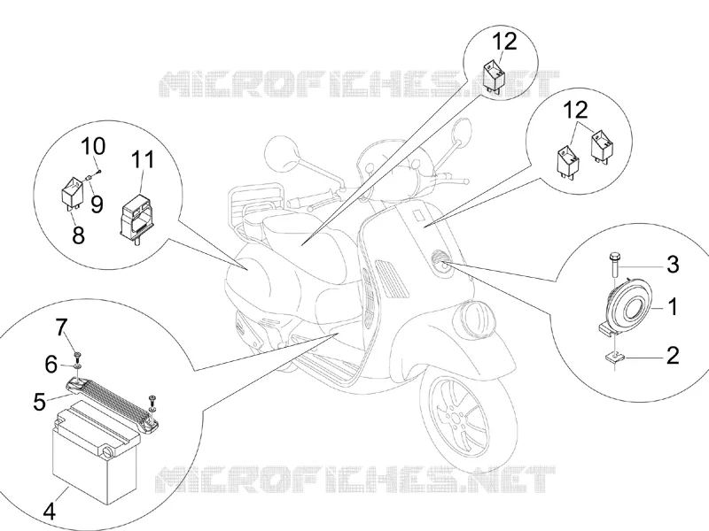 Remote control switches - Battery - Horn VESPA VESPA-SCOOTER 300 GTV 2014  GTV 4T 4V ie Touring