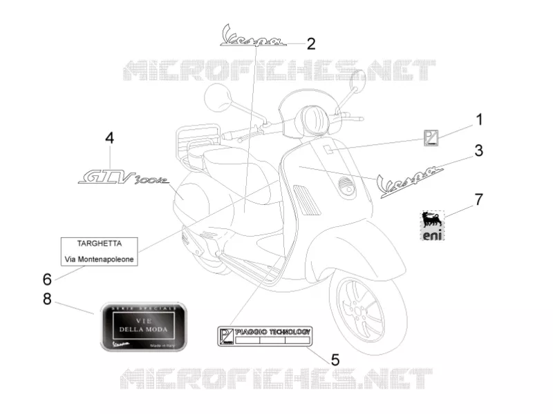 Plates - Emblems VESPA VESPA-SCOOTER 300 GTV 2010  GTV 4T 4V ie