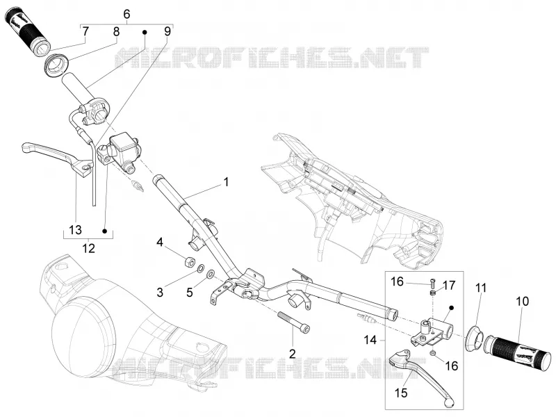 Handlebars - Master cil. VESPA VESPA-SCOOTER 125 LT 2016  LT 4T 3V ie E3