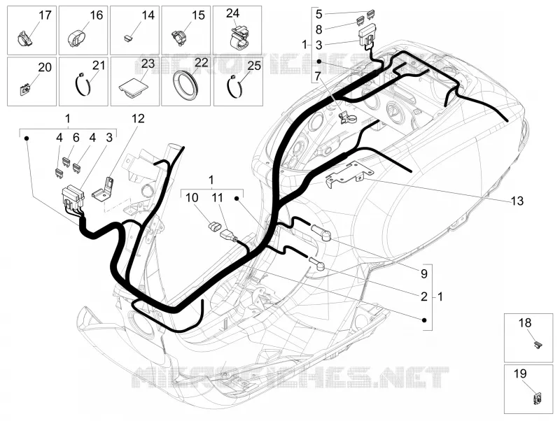 Main cable harness VESPA VESPA-SCOOTER 125 LT 2015  LT 4T 3V ie E3