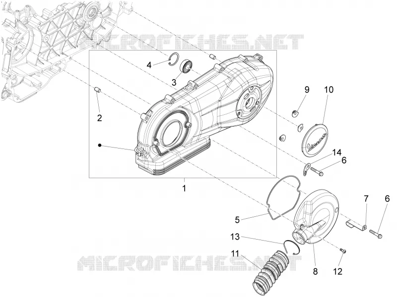 Crankcase cover - Crankcase cooling VESPA VESPA-SCOOTER 125 LX 2012  LX 4T 3V ie