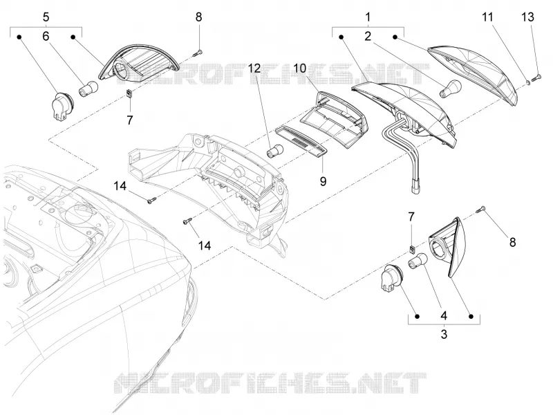 Rear headlamps - Turn signal lamps VESPA VESPA-SCOOTER 125 LX 2012  LX 4T 3V ie