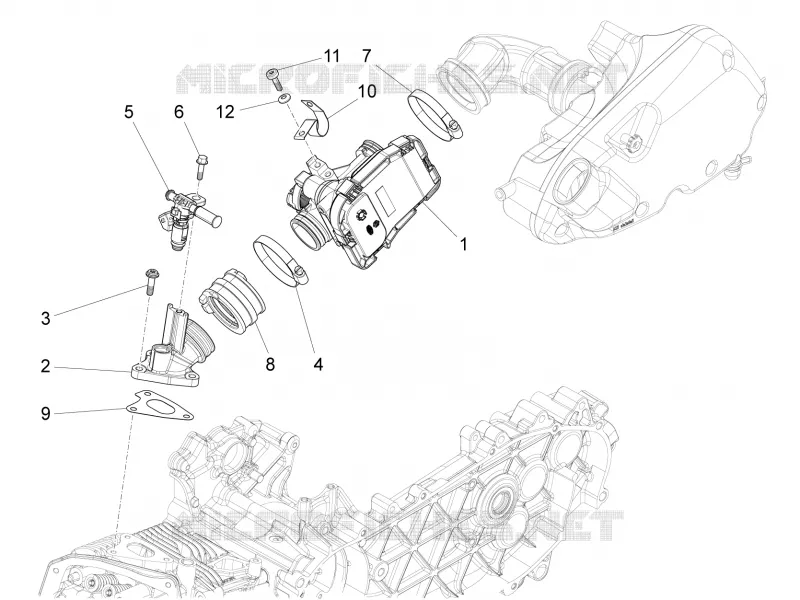 Throttle body - Injector - Union pipe VESPA VESPA-SCOOTER 125 LX 2014  LX 4T 3V ie