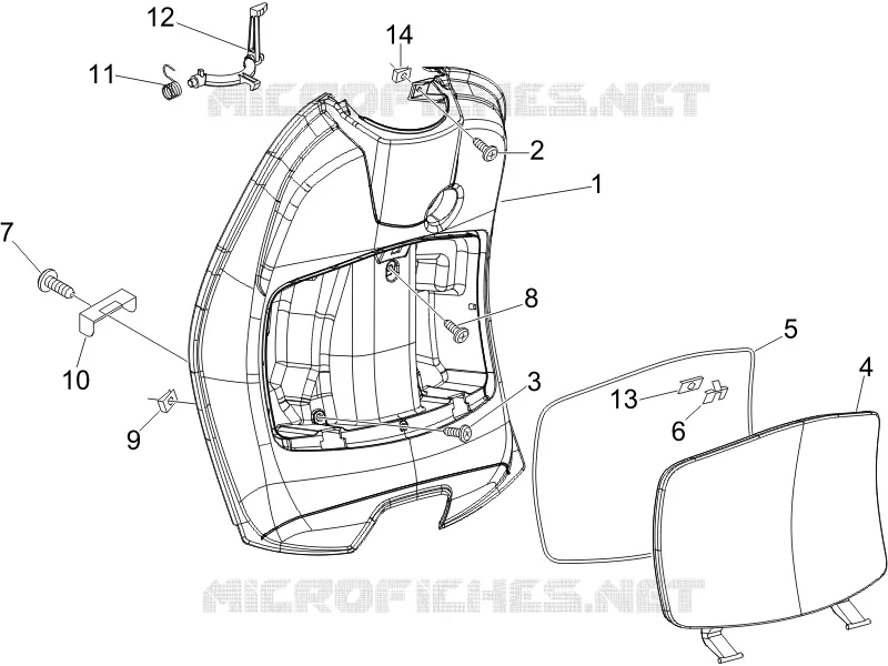 Front glove-box - Knee-guard panel VESPA VESPA-SCOOTER 125 LX 2011  LX 4T ie E3 Touring