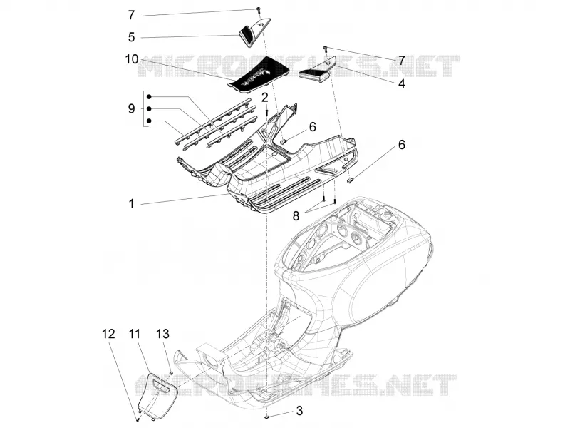 Central cover - Footrests VESPA VESPA-SCOOTER 150 LX 2013  LX 4T 2V ie E3