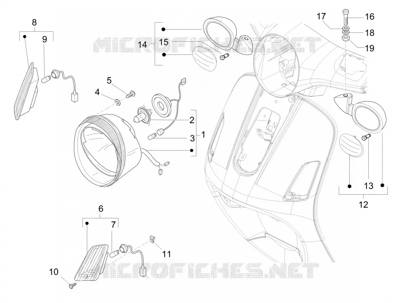 Front headlamps - Turn signal lamps VESPA VESPA-SCOOTER 150 LX 2011  LX 4T ie