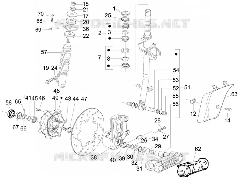 Fork/steering tube - Steering bearing unit VESPA VESPA-SCOOTER 150 LX 2012  LX 4T ie Touring