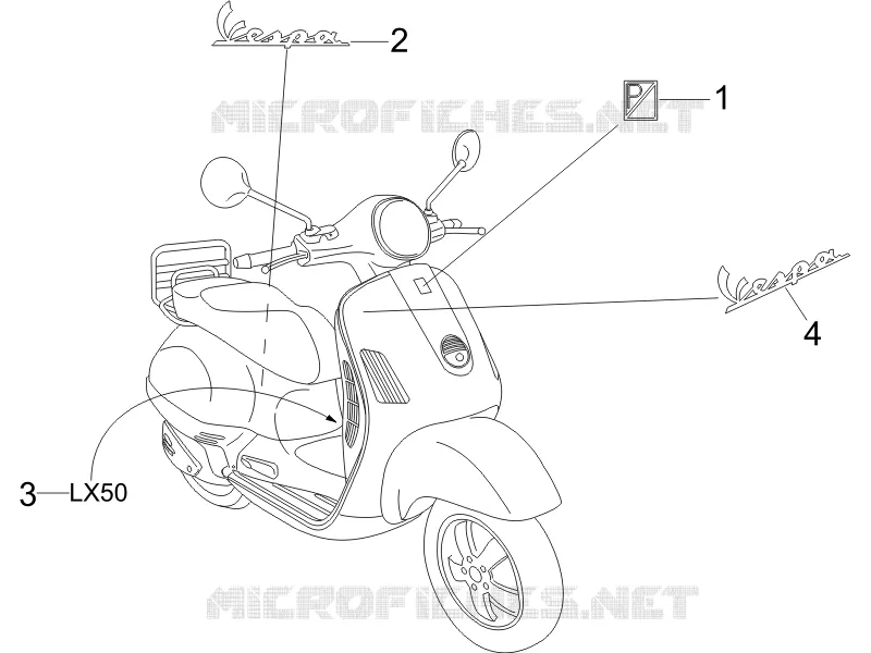 Plates - Emblems VESPA VESPA-SCOOTER 50 LX 2009  LX 2T