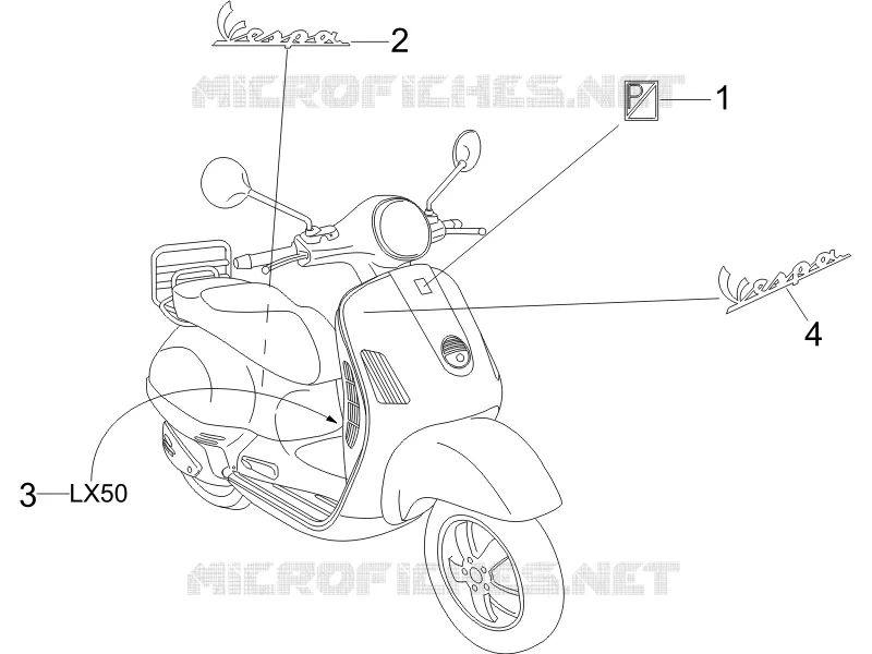 Plates - Emblems VESPA VESPA-SCOOTER 50 LX 2005  LX 2T 25 Km/h